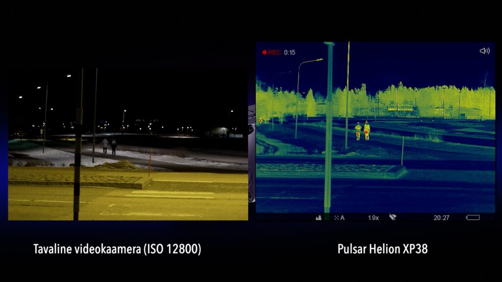 Termokaamera Pulsar Helion XP38 vs tavaline videokaamera